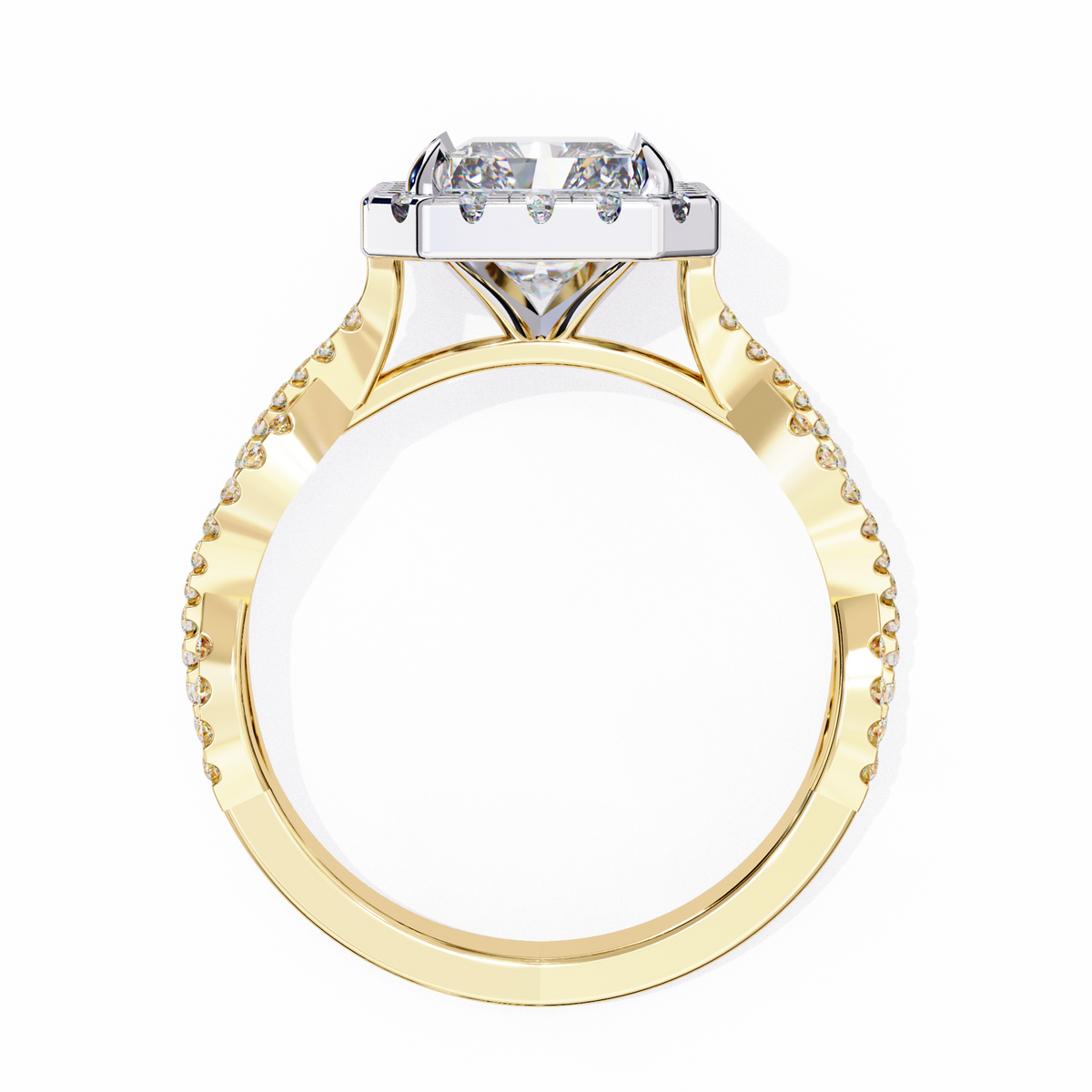 Reverra 14K Twisted Halo Diamond Engagement Ring, CTTW-3.45