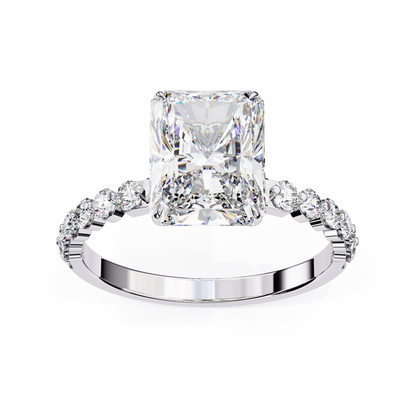 Reverra 14K Gold Emerald & Round Lab Grown Diamond Engagement Ring for Women, CTTW-3.51