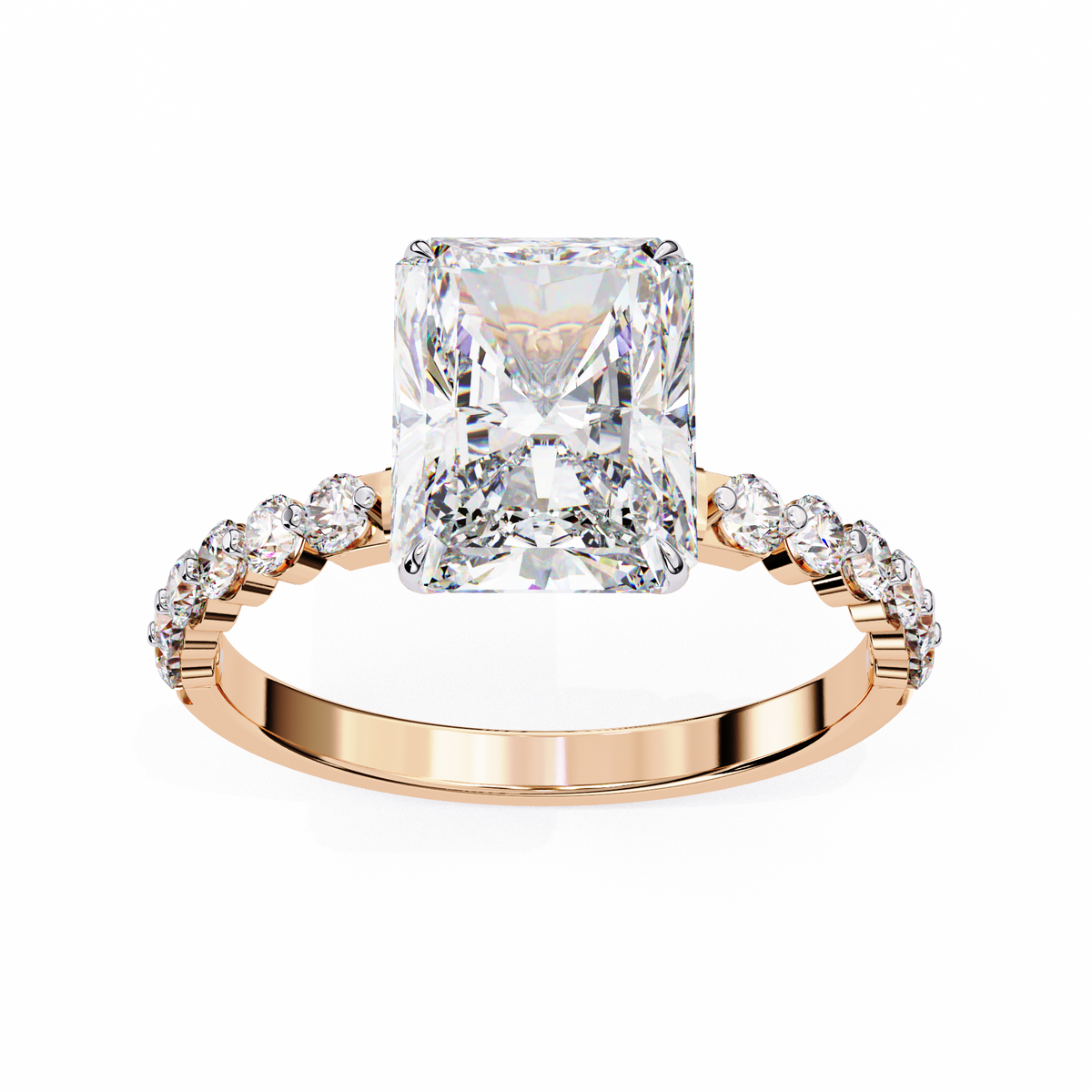 Reverra 14K Diamond Engagement Ring with Side Stones, CTTW-3.51