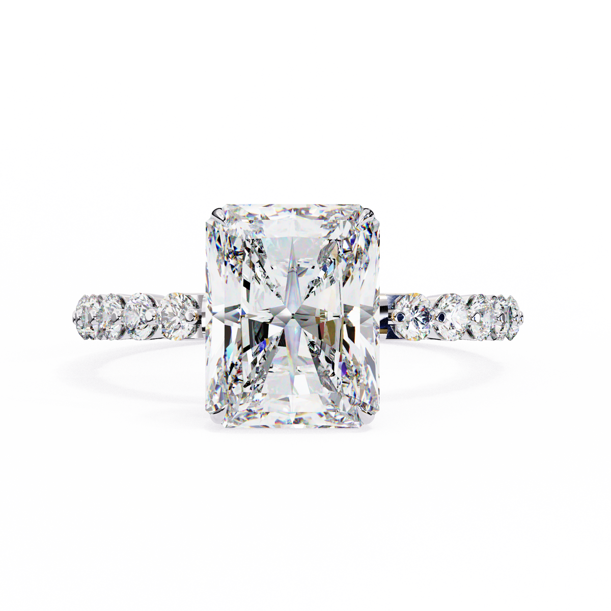Reverra 14K Diamond Engagement Ring with Side Stones, CTTW-3.51