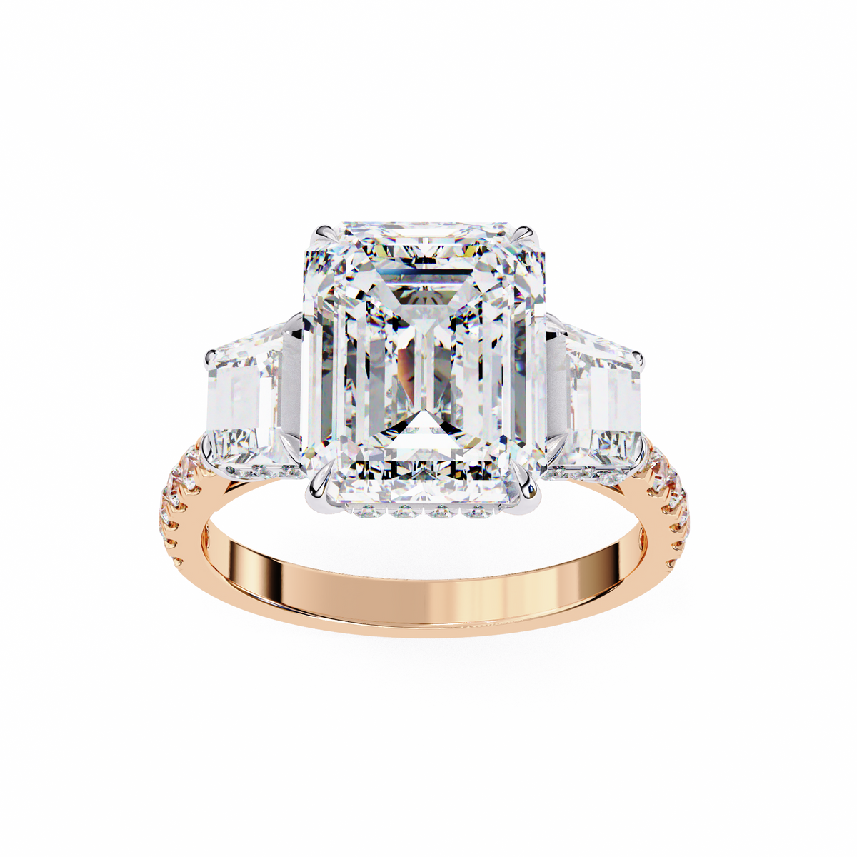 Reverra 14K Three-Stone Diamond Engagement Ring, CTTW-5.21