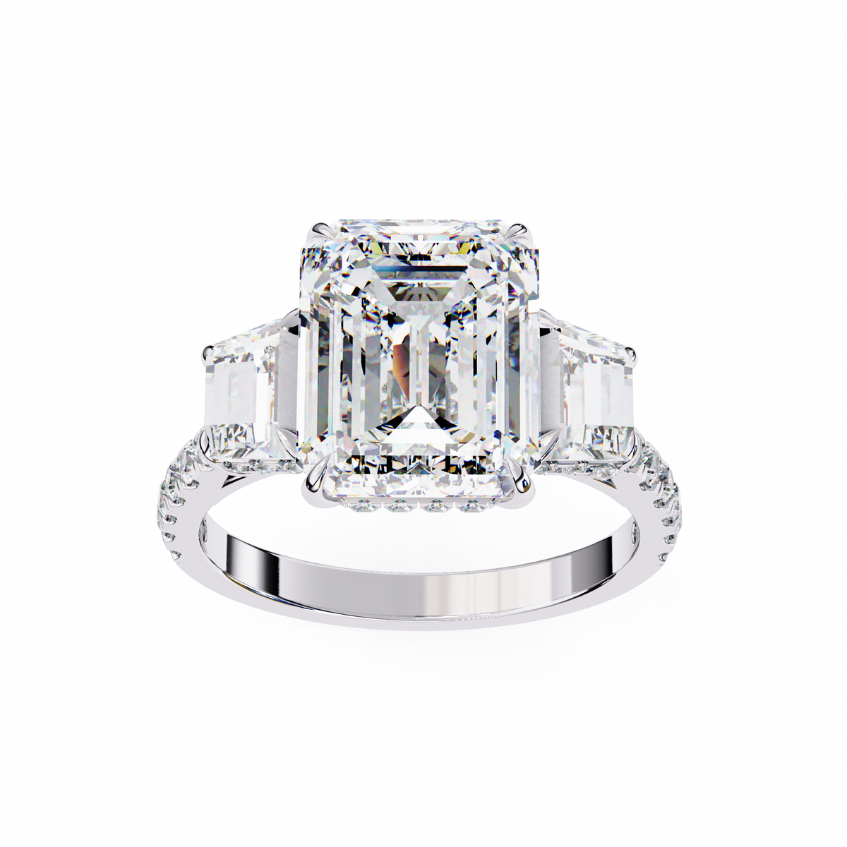 Reverra 14K Three-Stone Diamond Engagement Ring, CTTW-5.21