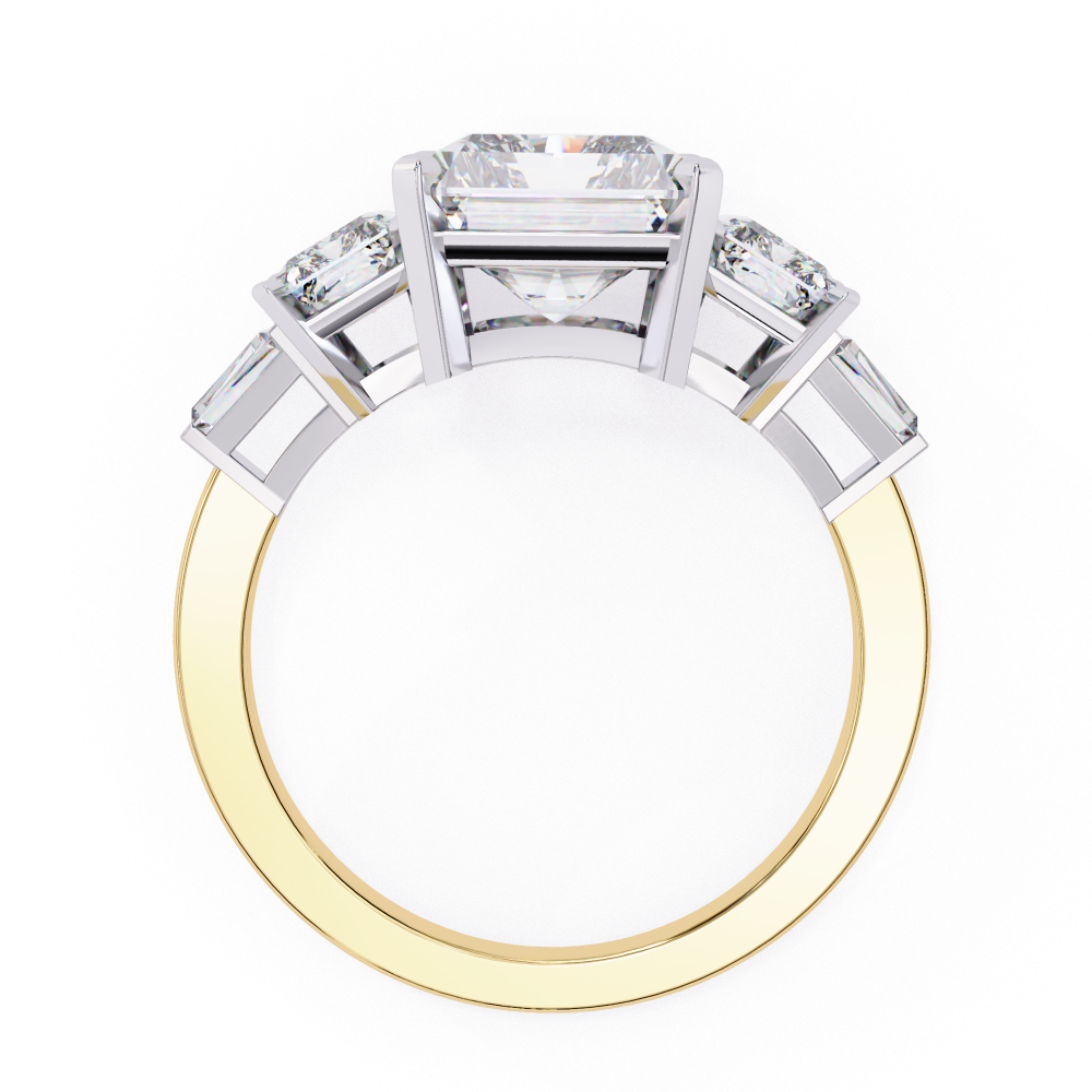 Reverra 14K Gold Radiant & Baguette Lab Grown Diamond Trapezoid Engagement Ring for Women, CTTW-6.61