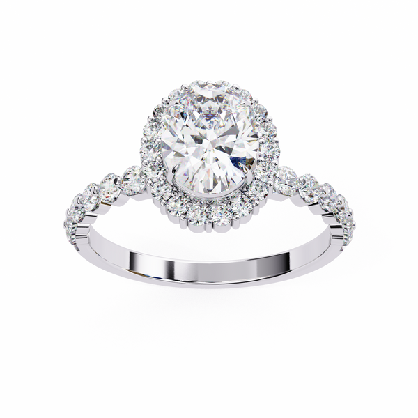 Reverra 14K Gold Oval & Round Lab Grown Diamond Vintage Band Engagement Ring for Women, CTTW-1.66