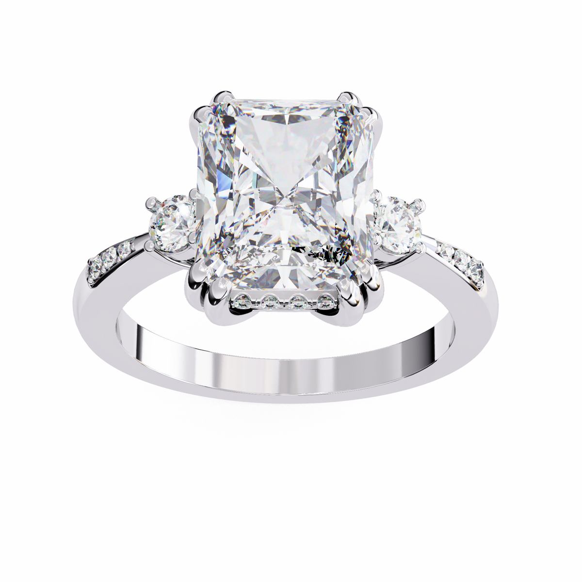 Reverra 14K Diamond Engagement Ring with Side Stones, CTTW-3.95