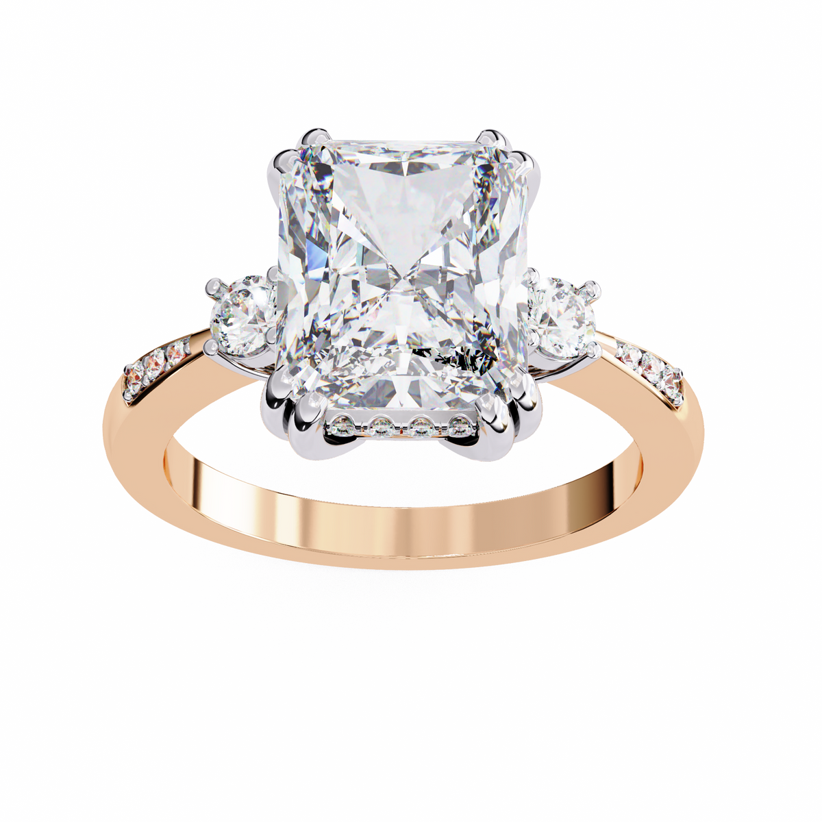 Reverra 14K Diamond Engagement Ring with Side Stones, CTTW-3.95