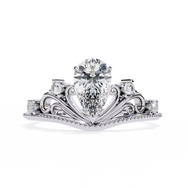 Reverra 14K Gold Pear & Round Lab Grown Diamond  with Filigree Vintage Engagement Ring for Women, CTTW-1.07