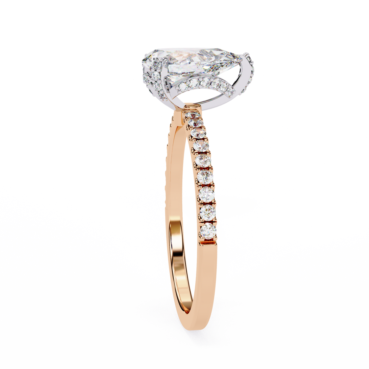 Reverra 14K Diamond Engagement Ring with Pave Band, CTTW-1.53