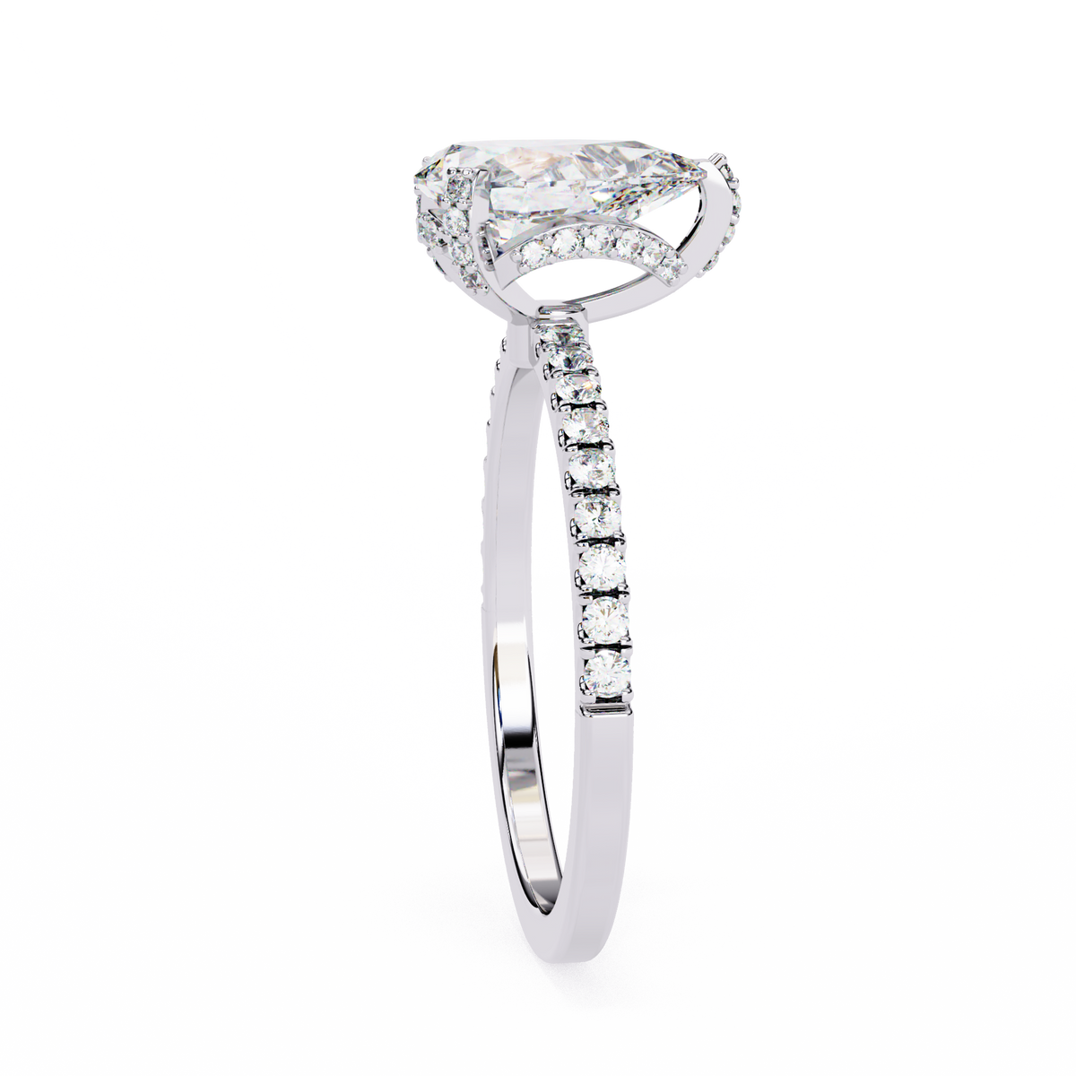 Reverra 14K Diamond Engagement Ring with Pave Band, CTTW-1.53