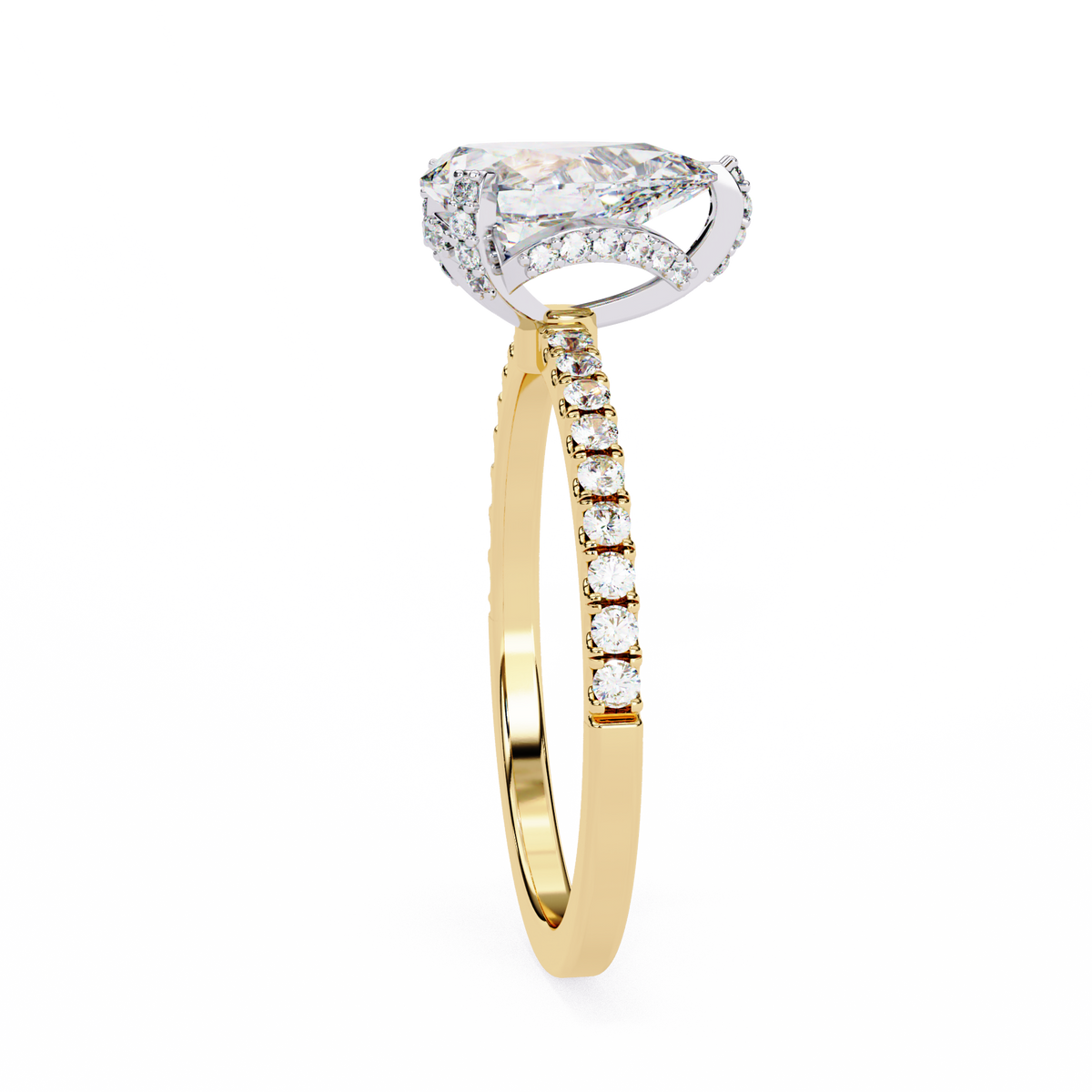 Reverra 14K Diamond Engagement Ring with Pave Band, CTTW-1.53