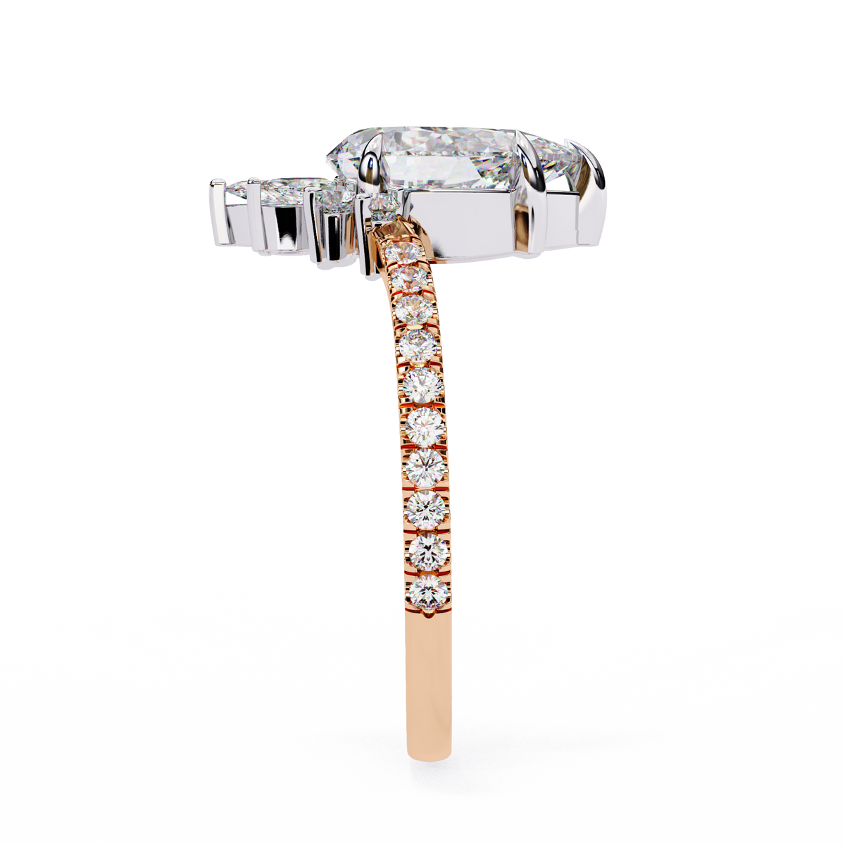 Reverra 14K Cluster Diamond Engagement Ring with Pave Band, CTTW-1.91