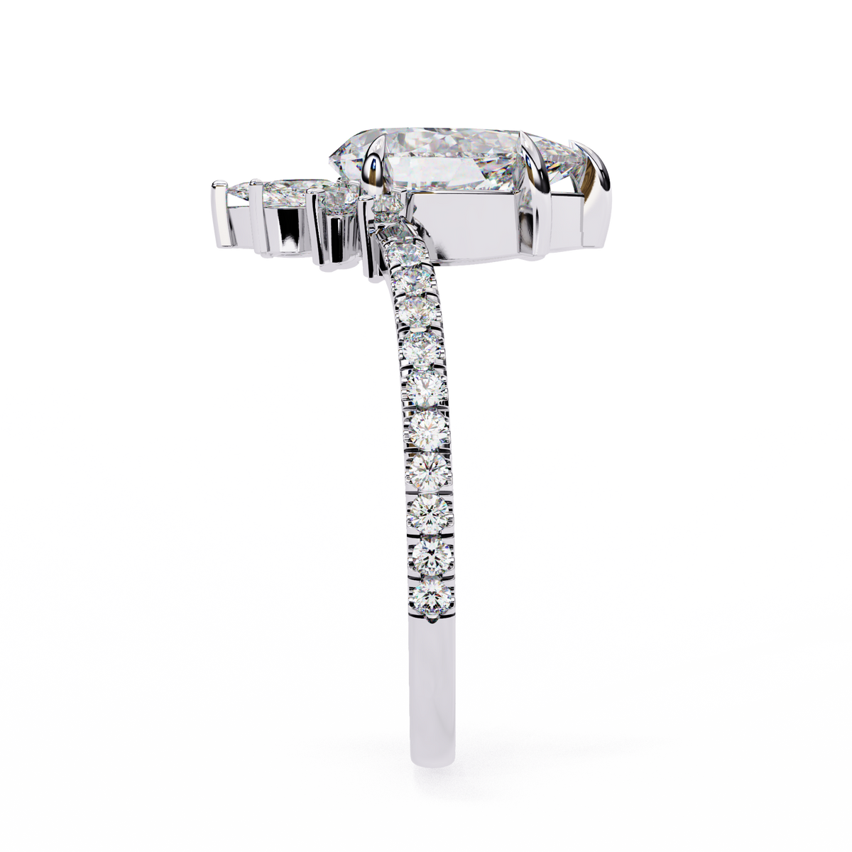 Reverra 14K Cluster Diamond Engagement Ring with Pave Band, CTTW-1.91