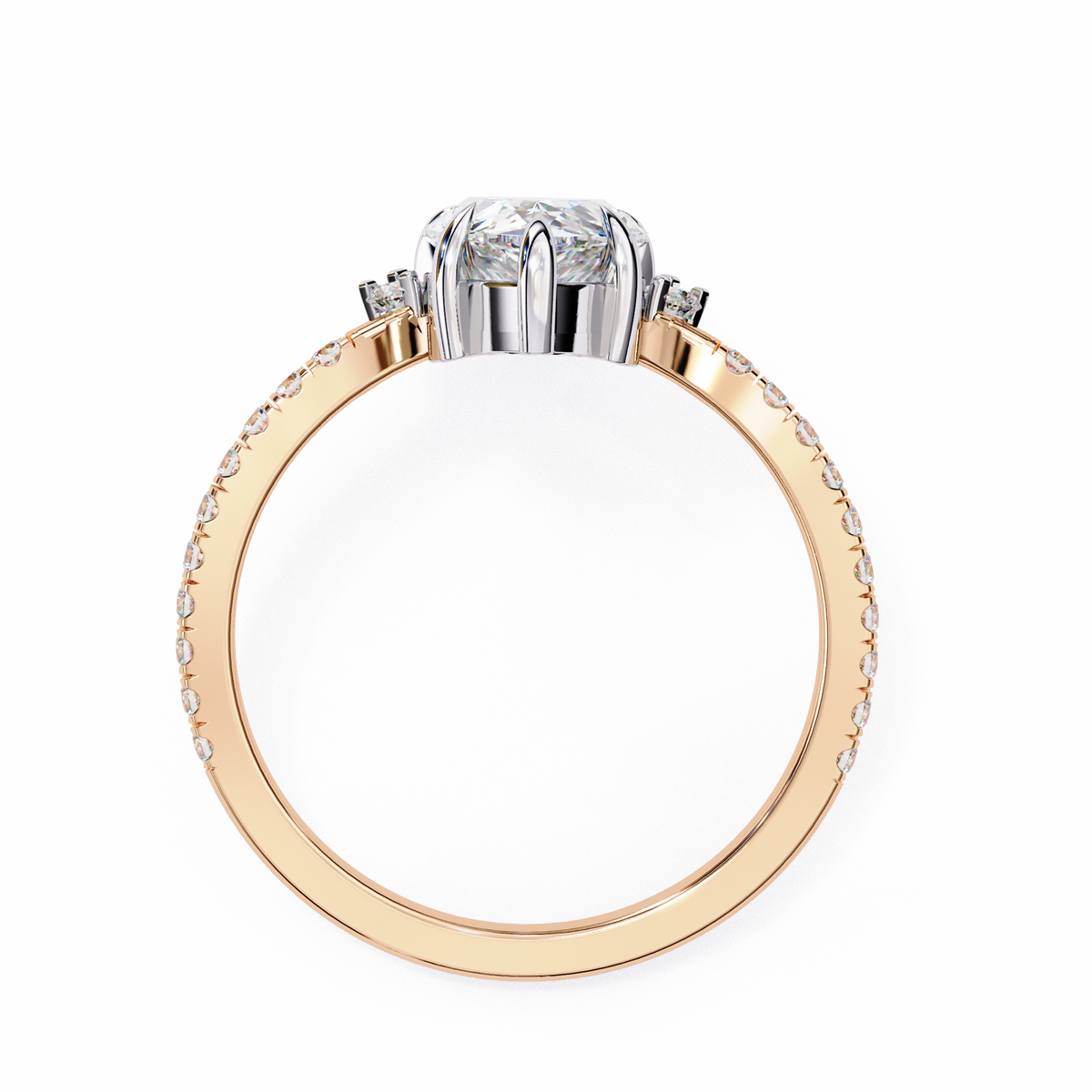 Reverra 14K Cluster Diamond Engagement Ring with Pave Band, CTTW-1.91