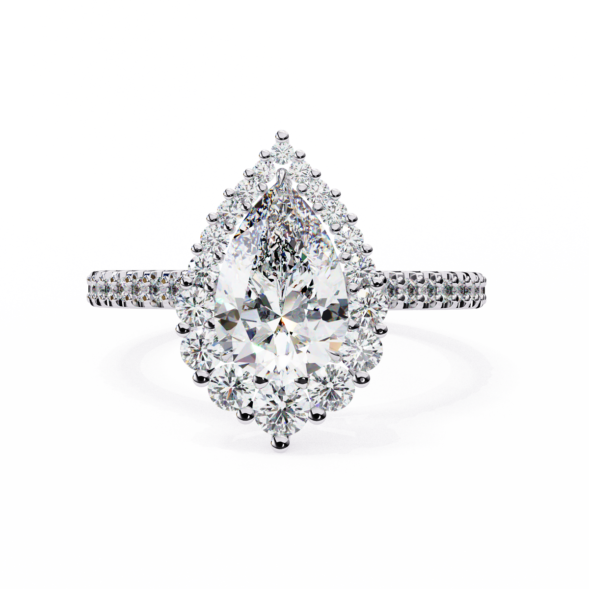 Reverra 14K Cluster Diamond Engagement Ring with Pave Band, CTTW-2.25