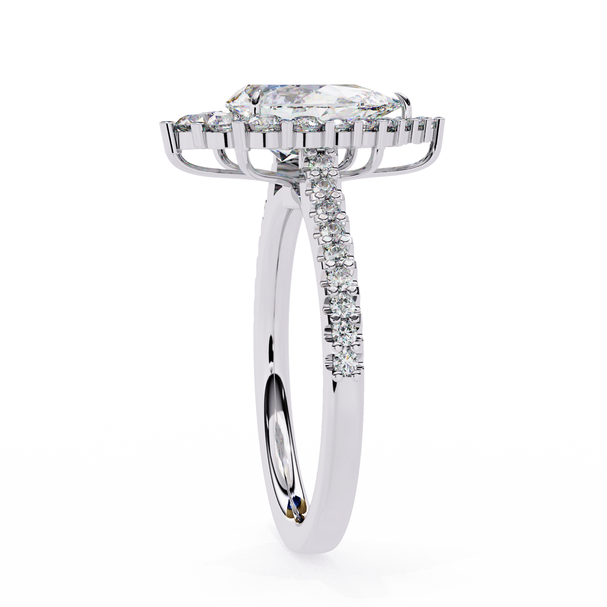 Reverra 14K Cluster Diamond Engagement Ring with Pave Band, CTTW-2.25