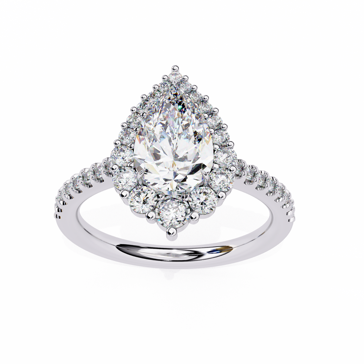 Reverra 14K Cluster Diamond Engagement Ring with Pave Band, CTTW-2.25