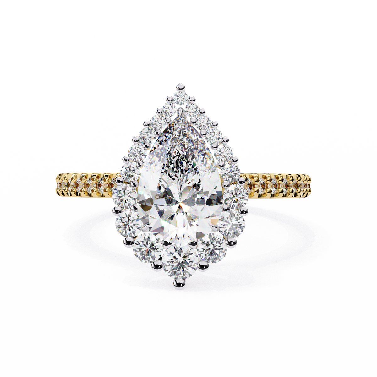 Reverra 14K Cluster Diamond Engagement Ring with Pave Band, CTTW-2.25