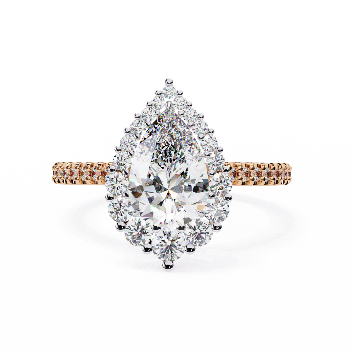 Reverra 14K Cluster Diamond Engagement Ring with Pave Band, CTTW-2.25