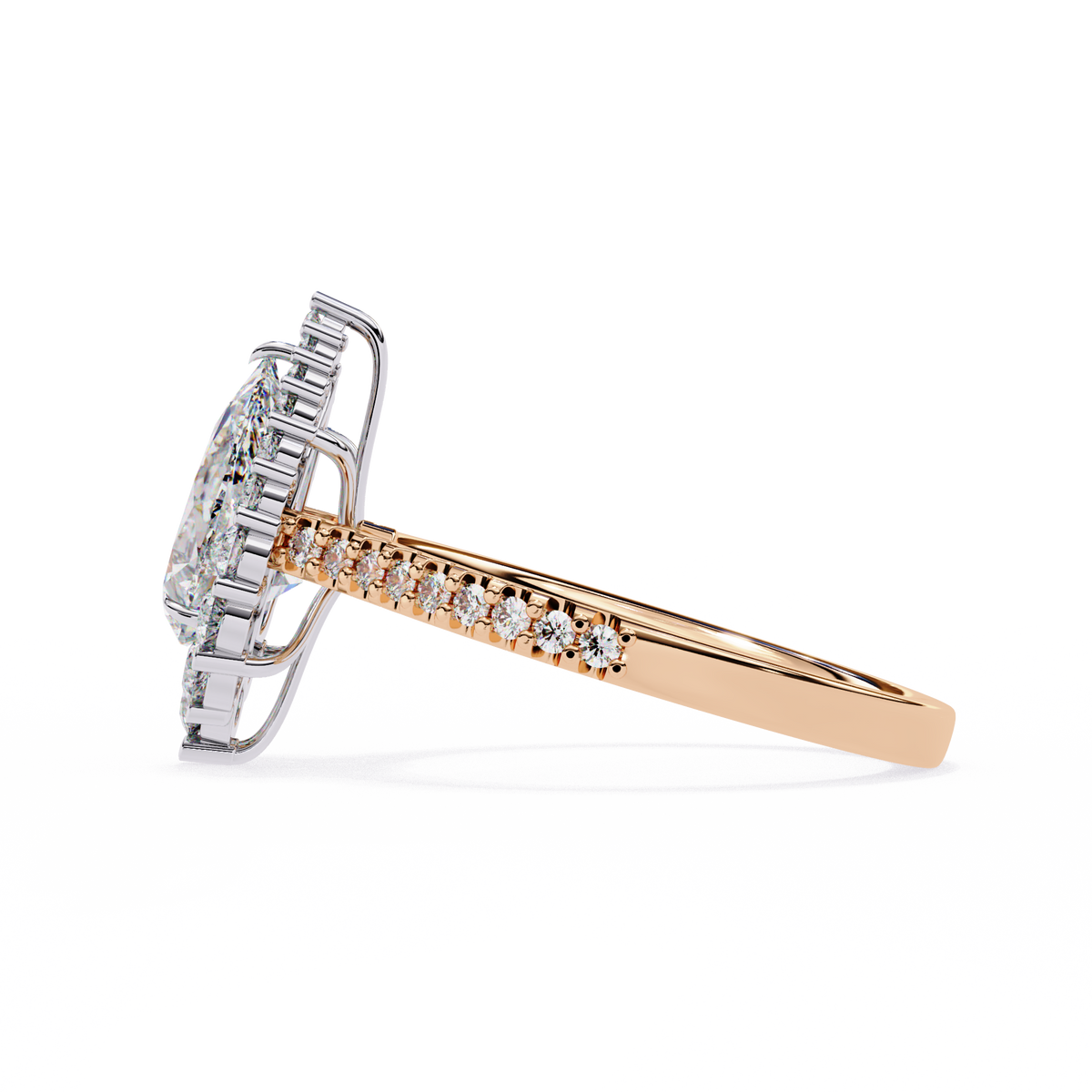 Reverra 14K Cluster Diamond Engagement Ring with Pave Band, CTTW-2.25