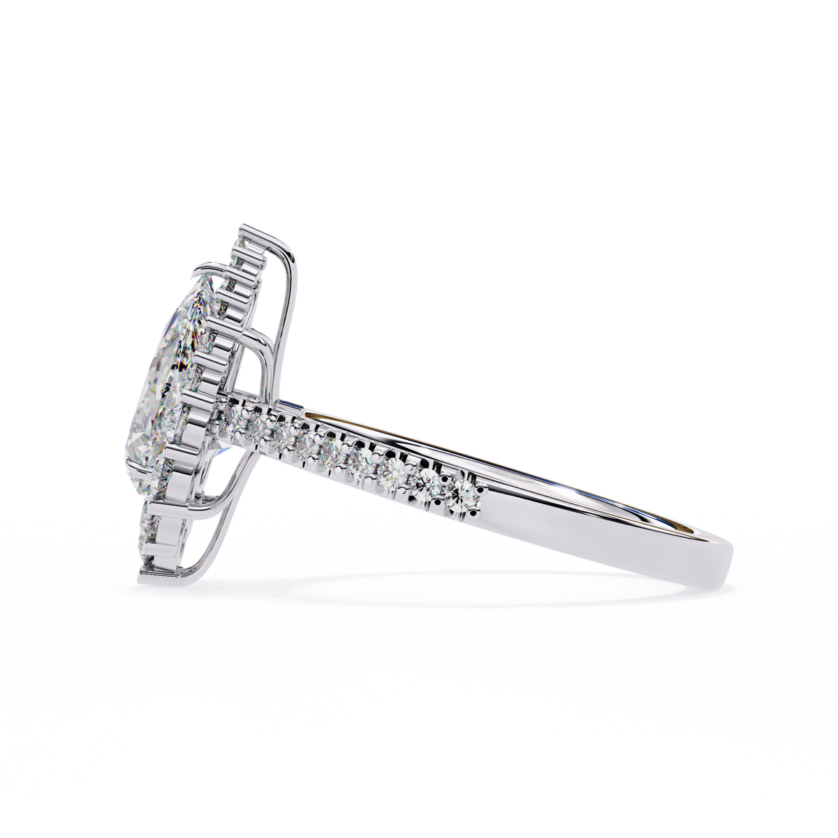 Reverra 14K Cluster Diamond Engagement Ring with Pave Band, CTTW-2.25