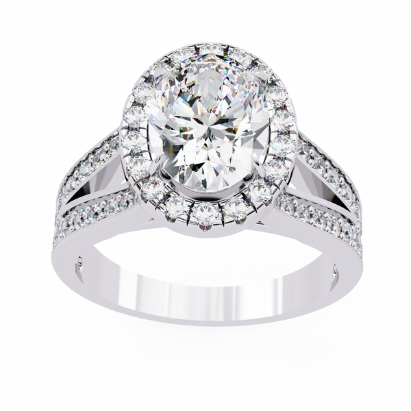 Reverra 14K Gold Oval & Round Lab Grown Diamond with Split Shank Engagement Ring for Women, CTTW-2.33