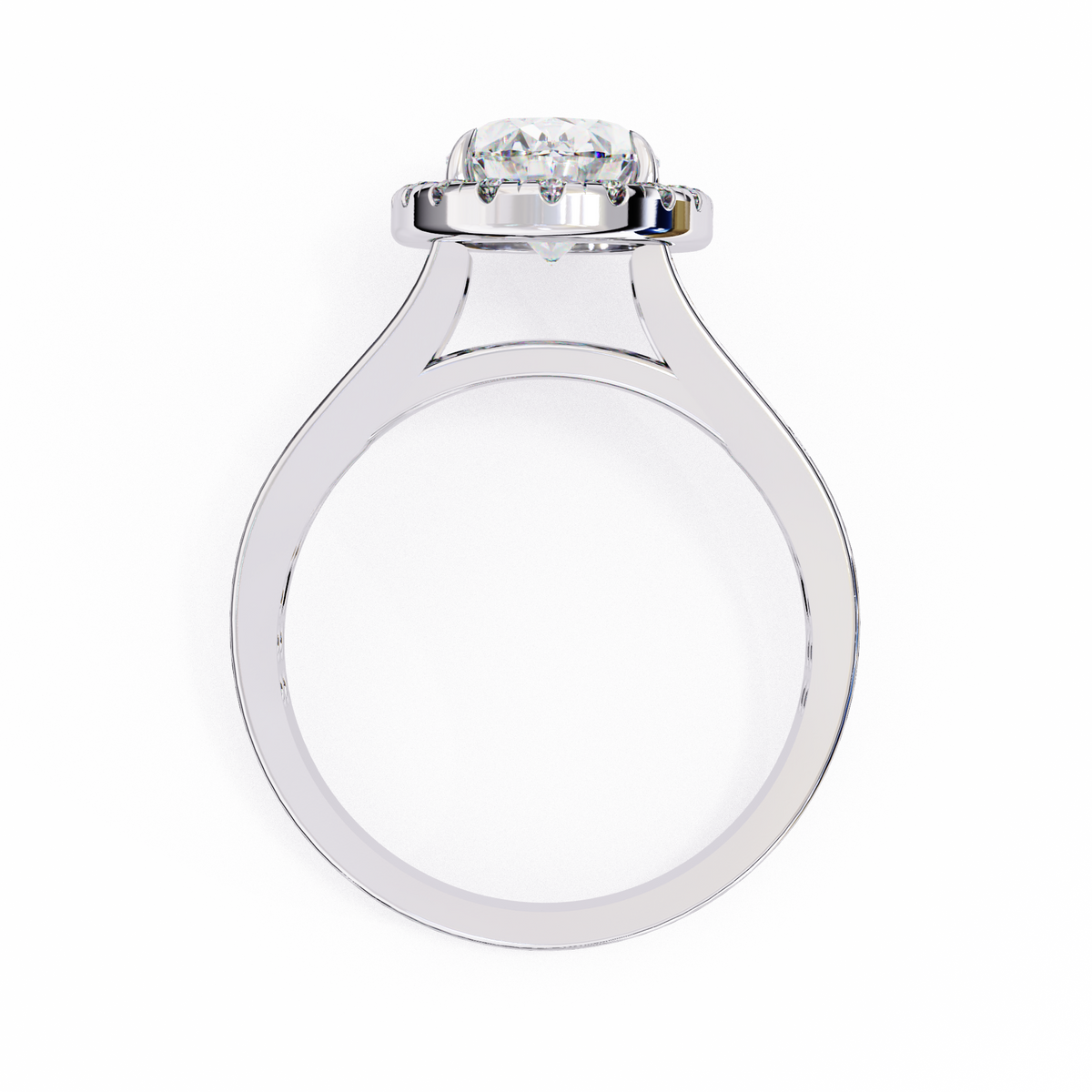 Reverra 14K Oval Halo Diamond Engagement Ring with Split Shank, CTTW-2.33
