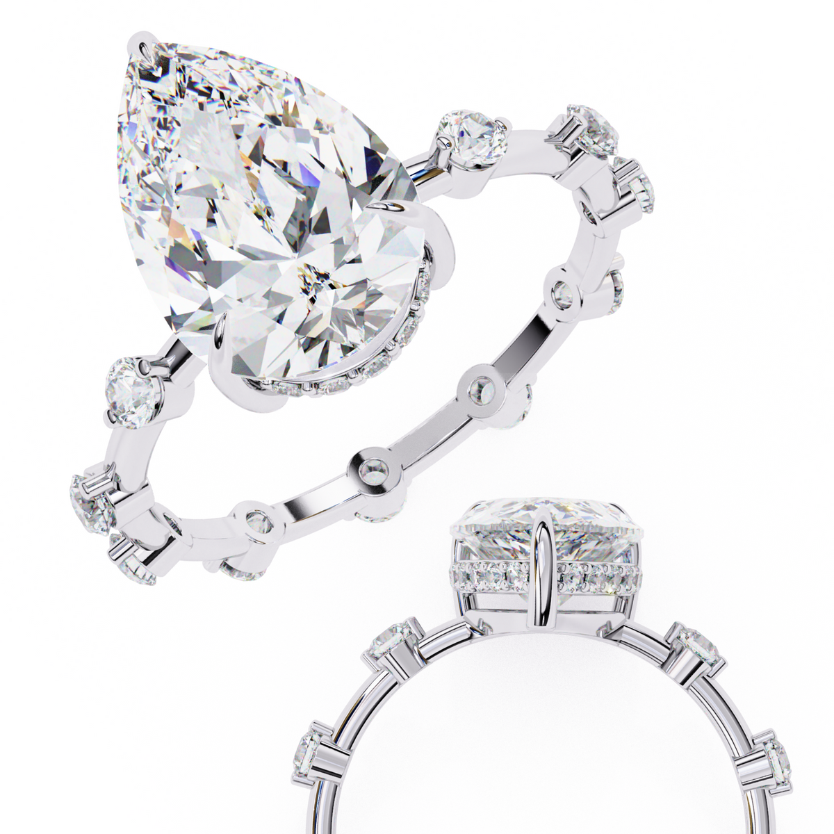 Reverra 14K Engagement Ring with Eternity Band, CTTW-3.51