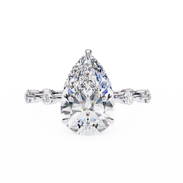 Reverra 14K Gold Pear & Round Lab Grown Diamond with Eternity Band Engagement Ring for Women, CTTW-3.51