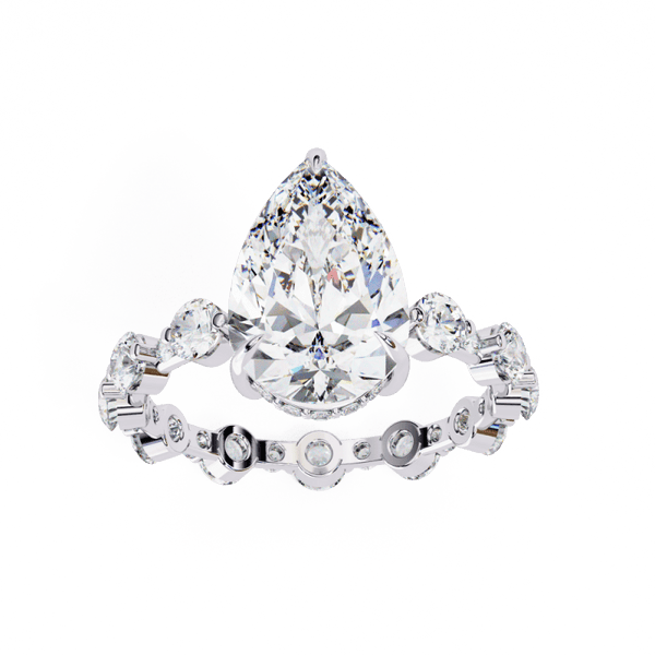 Reverra 14K Gold Pear & Round Lab Grown Diamond Eternity Style Engagement Ring for Women, CTTW-4.4 - Reverra Jewels Inc.