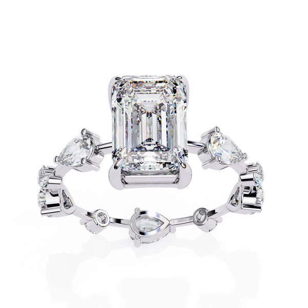 Reverra 14K Gold Radiant, Pear & Round Lab Grown Diamond Eternity Style Engagement Ring for Women, CTTW-3.72