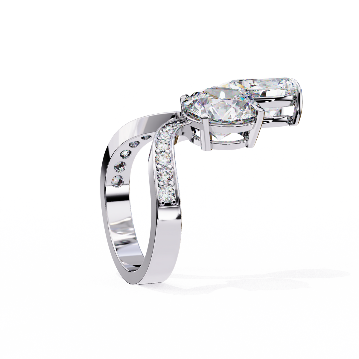 Reverra 14K Toi Et Moi Diamond Engagement Ring Modern Twist, CTTW-6.5