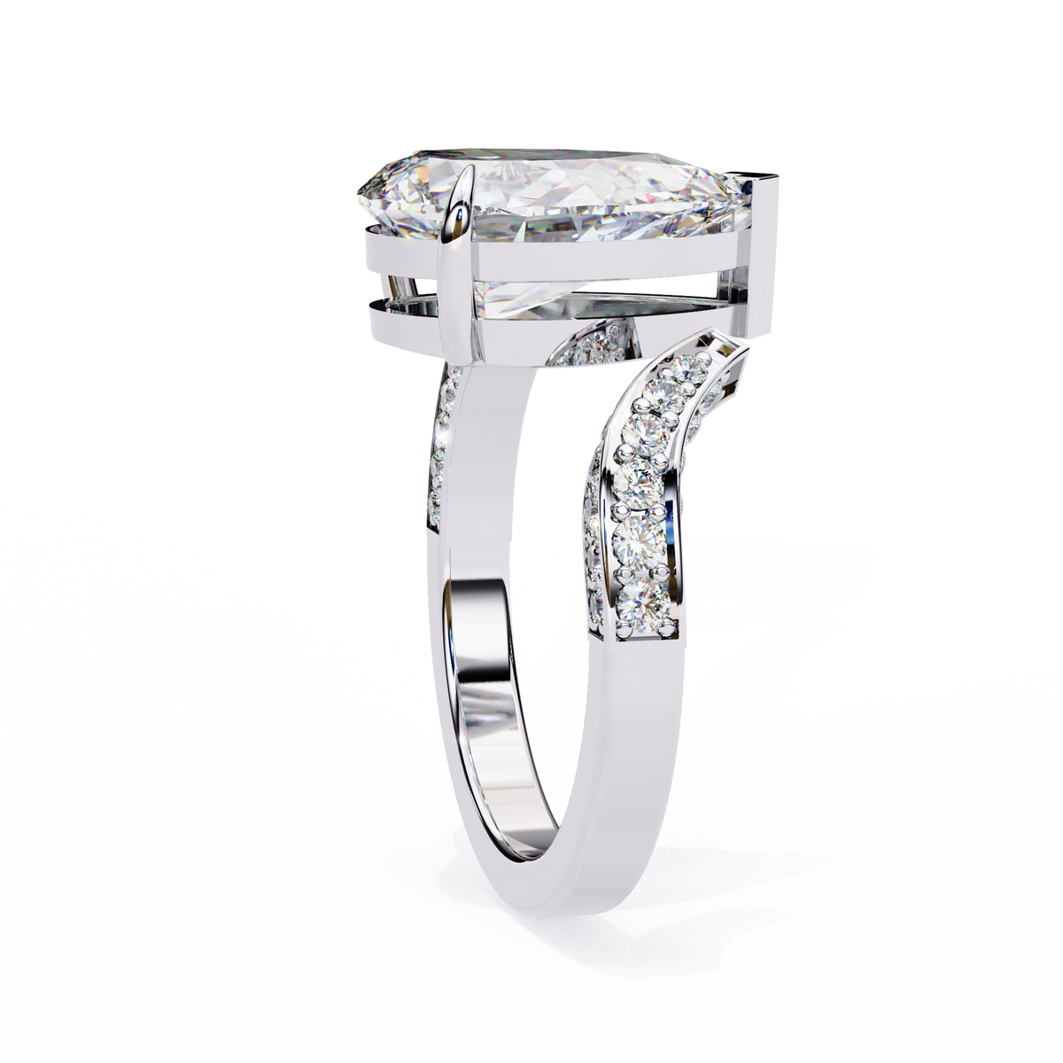 Reverra 14K Diamond Engagement Ring Split Shank, CTTW-3.49