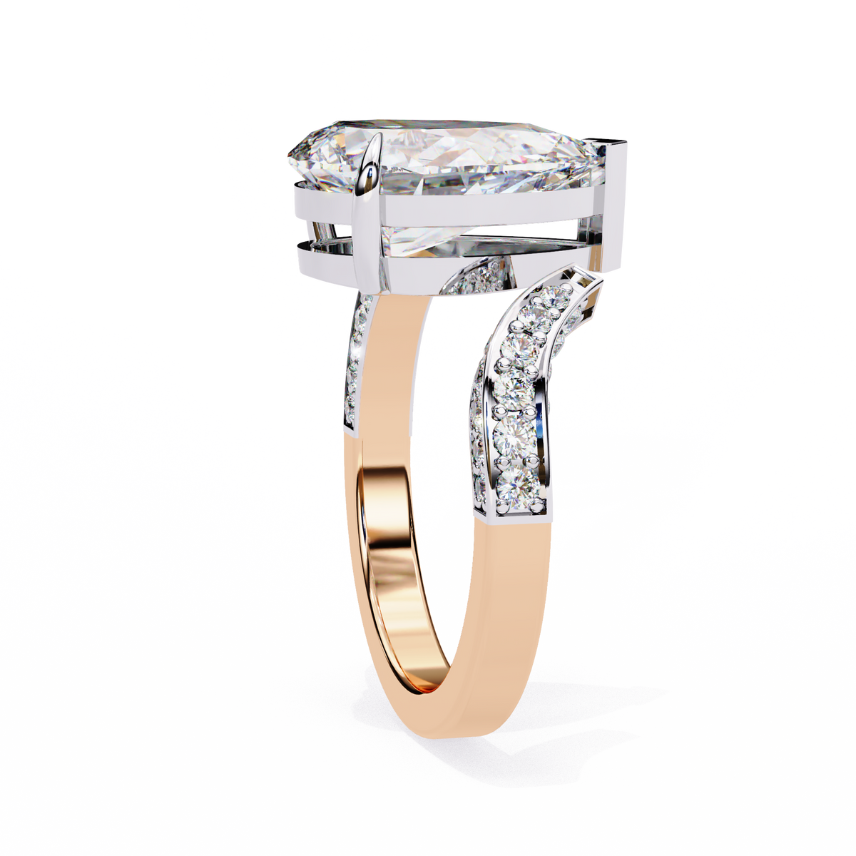 Reverra 14K Diamond Engagement Ring Split Shank, CTTW-3.49