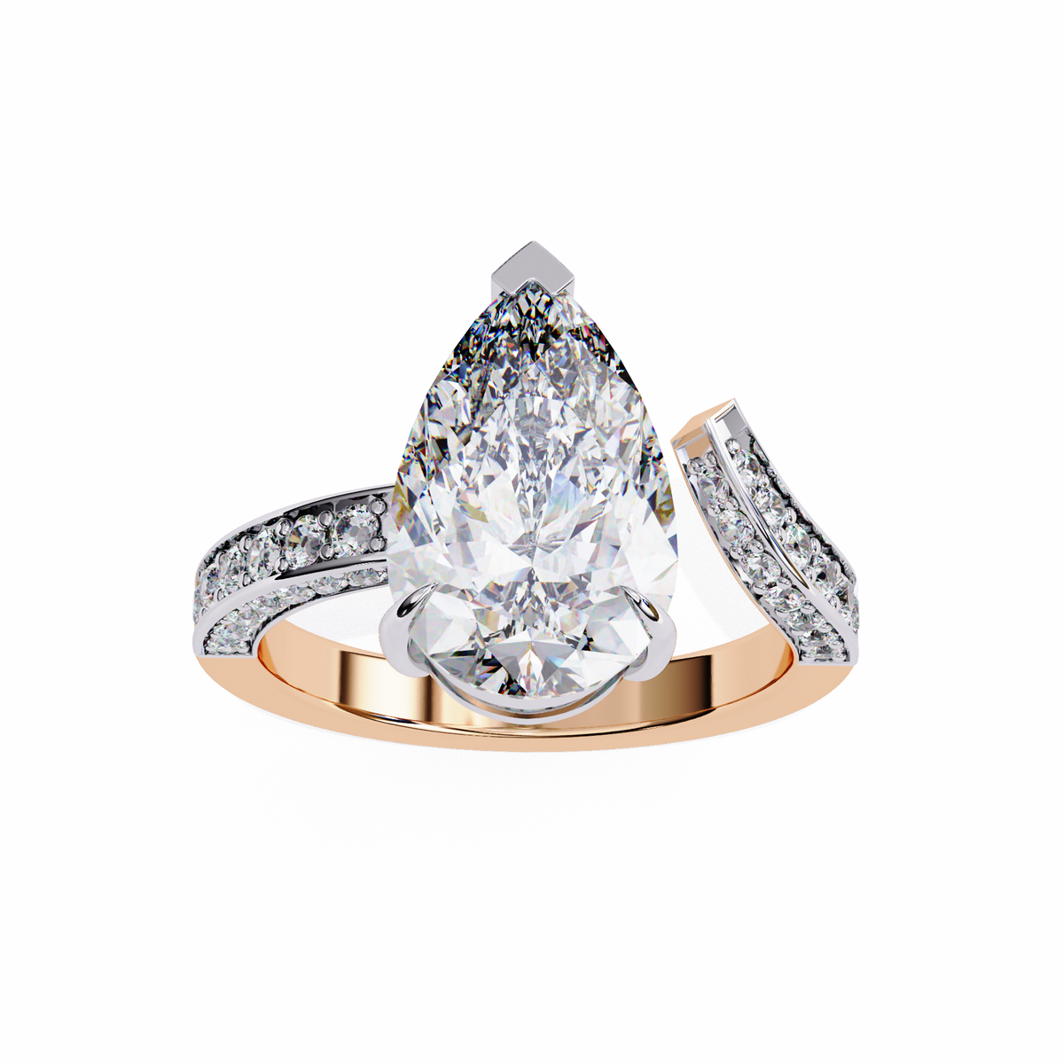 Reverra 14K Diamond Engagement Ring Split Shank, CTTW-3.49