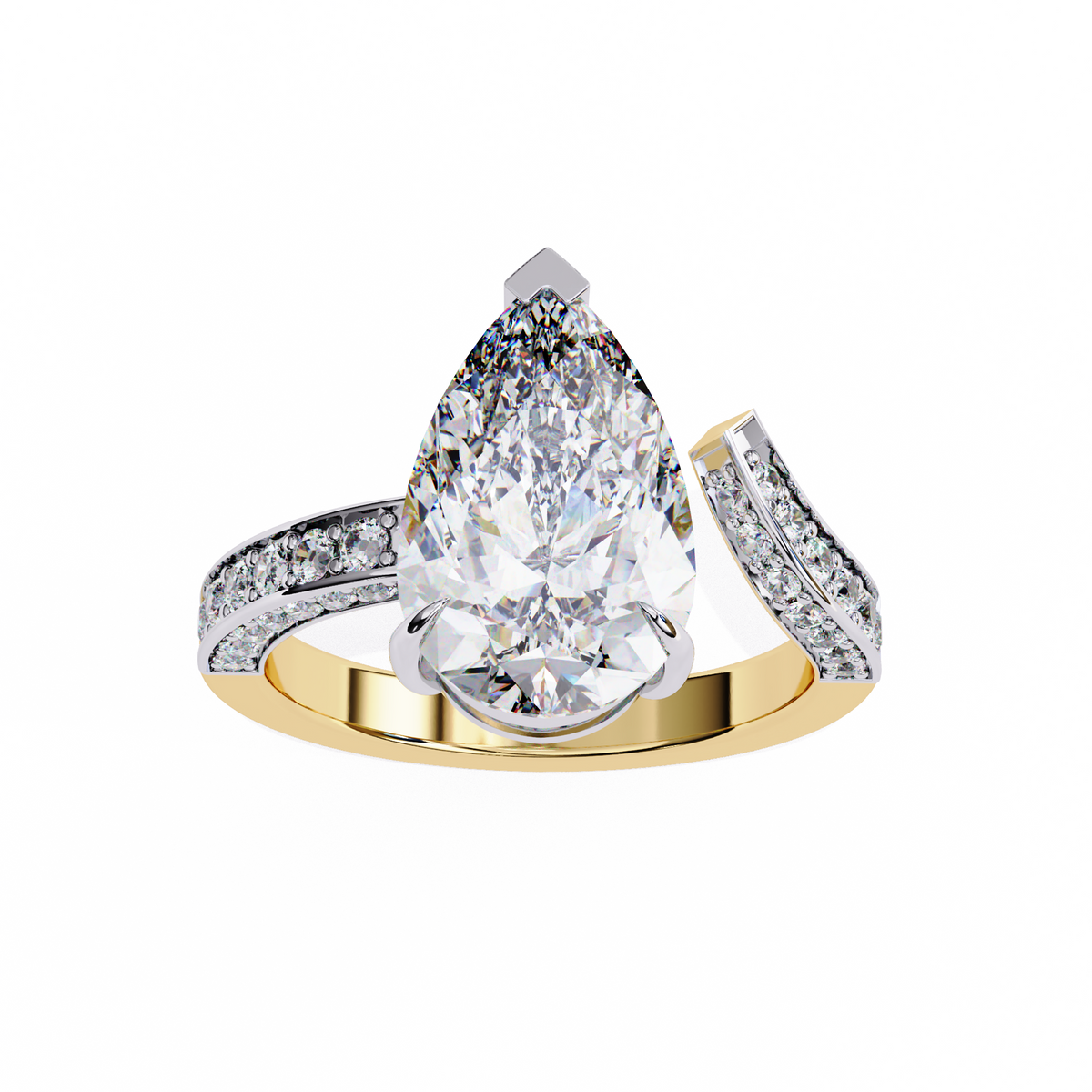 Reverra 14K Diamond Engagement Ring Split Shank, CTTW-3.49