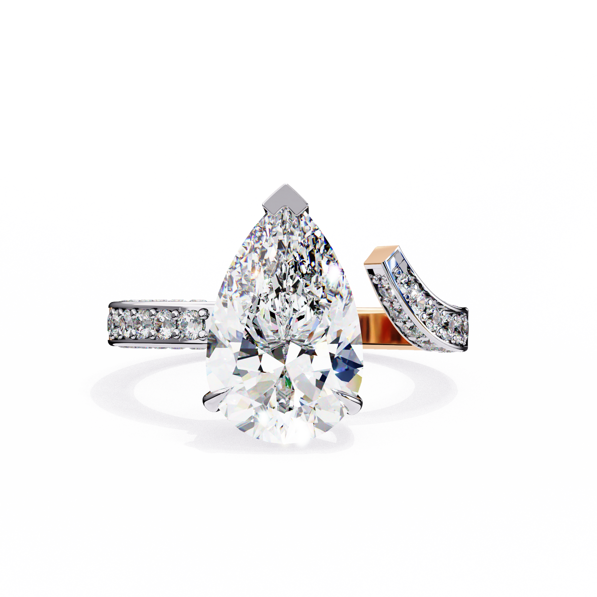 Reverra 14K Diamond Engagement Ring Split Shank, CTTW-3.49