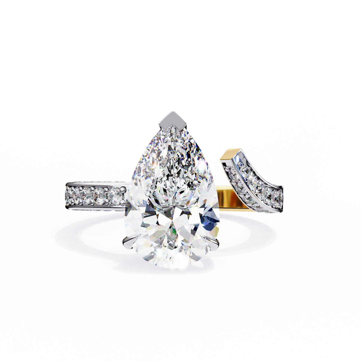 Reverra 14K Diamond Engagement Ring Split Shank, CTTW-3.49