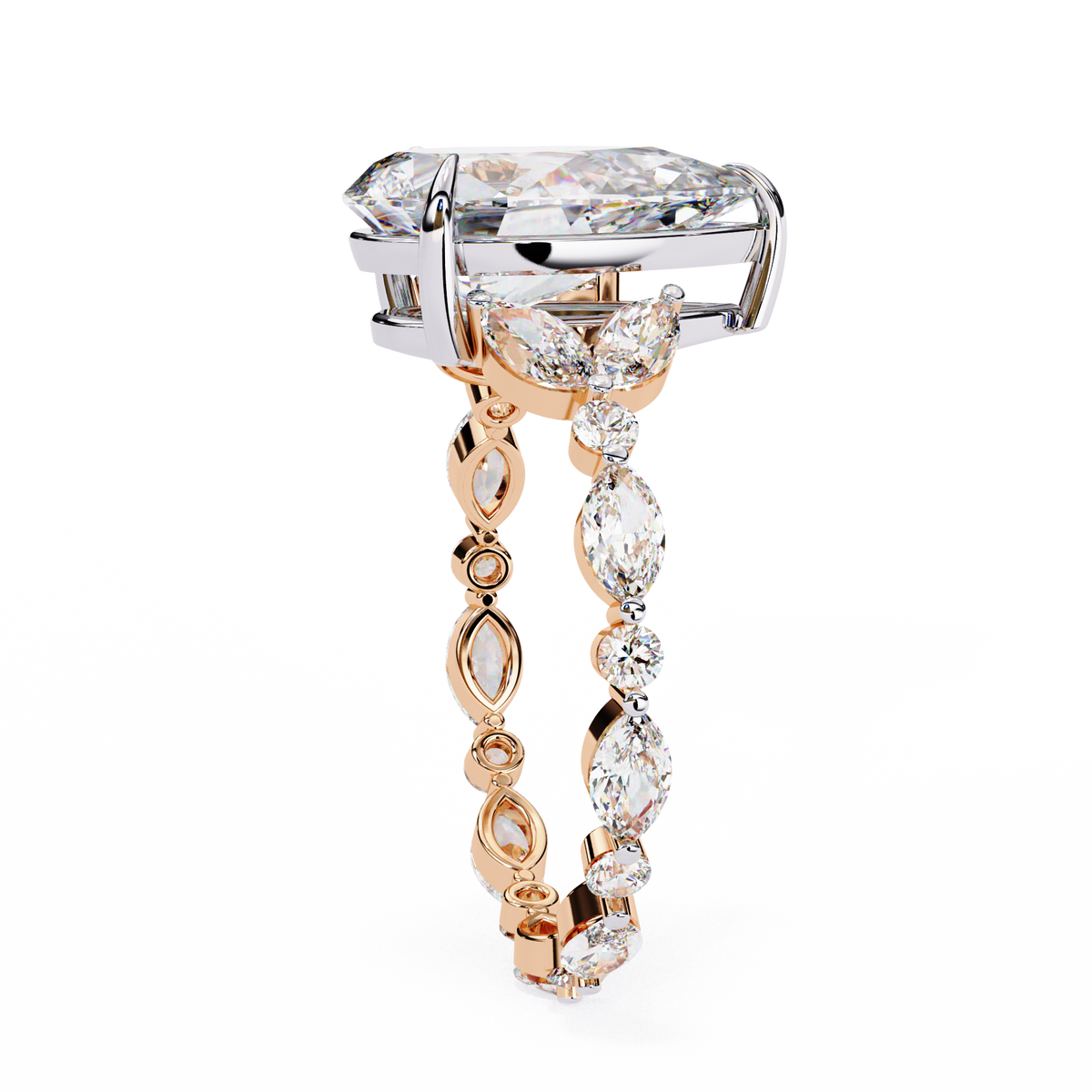 Reverra 14K Designer Diamond Engagement Ring Eternity Style, CTTW-3.91