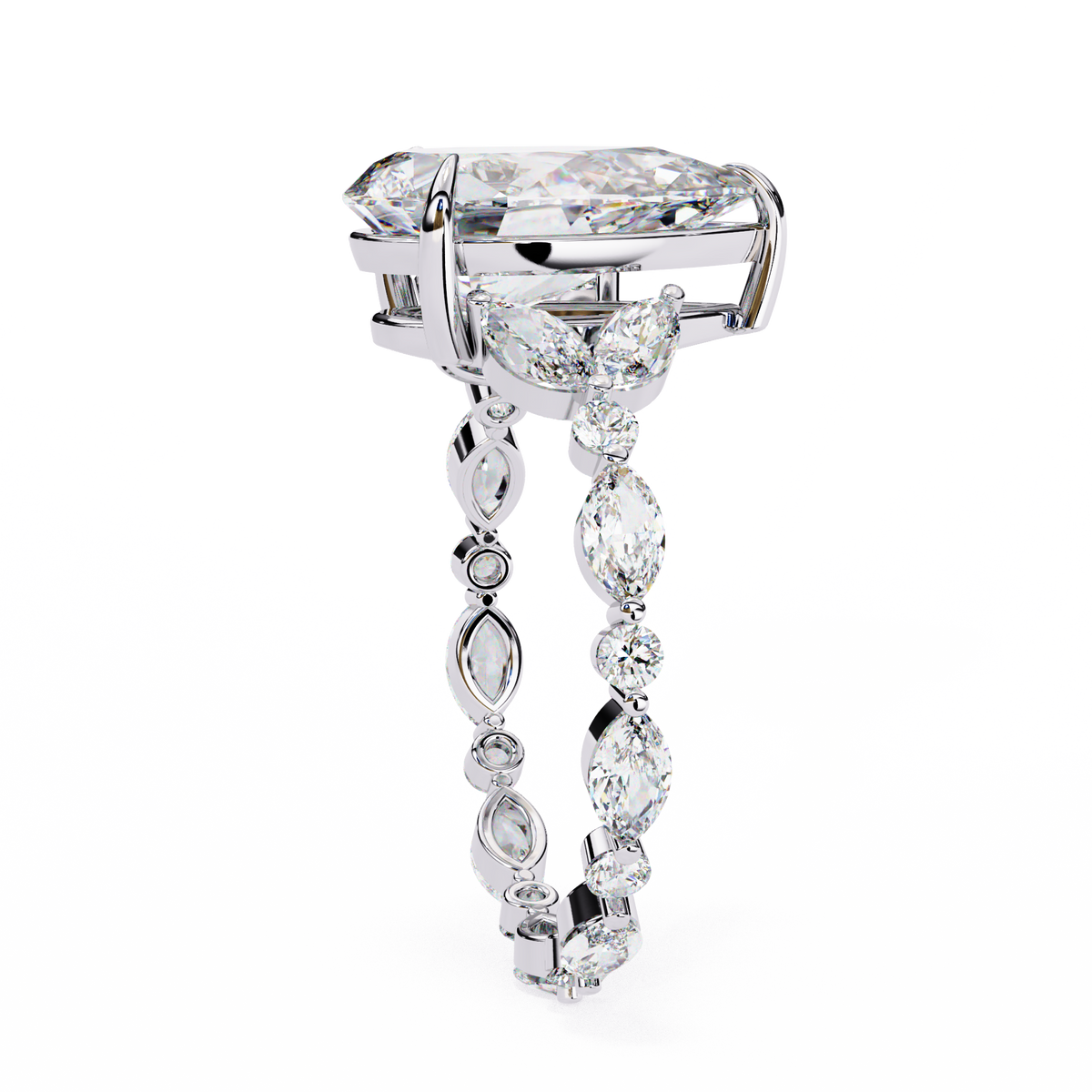 Reverra 14K Designer Diamond Engagement Ring Eternity Style, CTTW-3.91