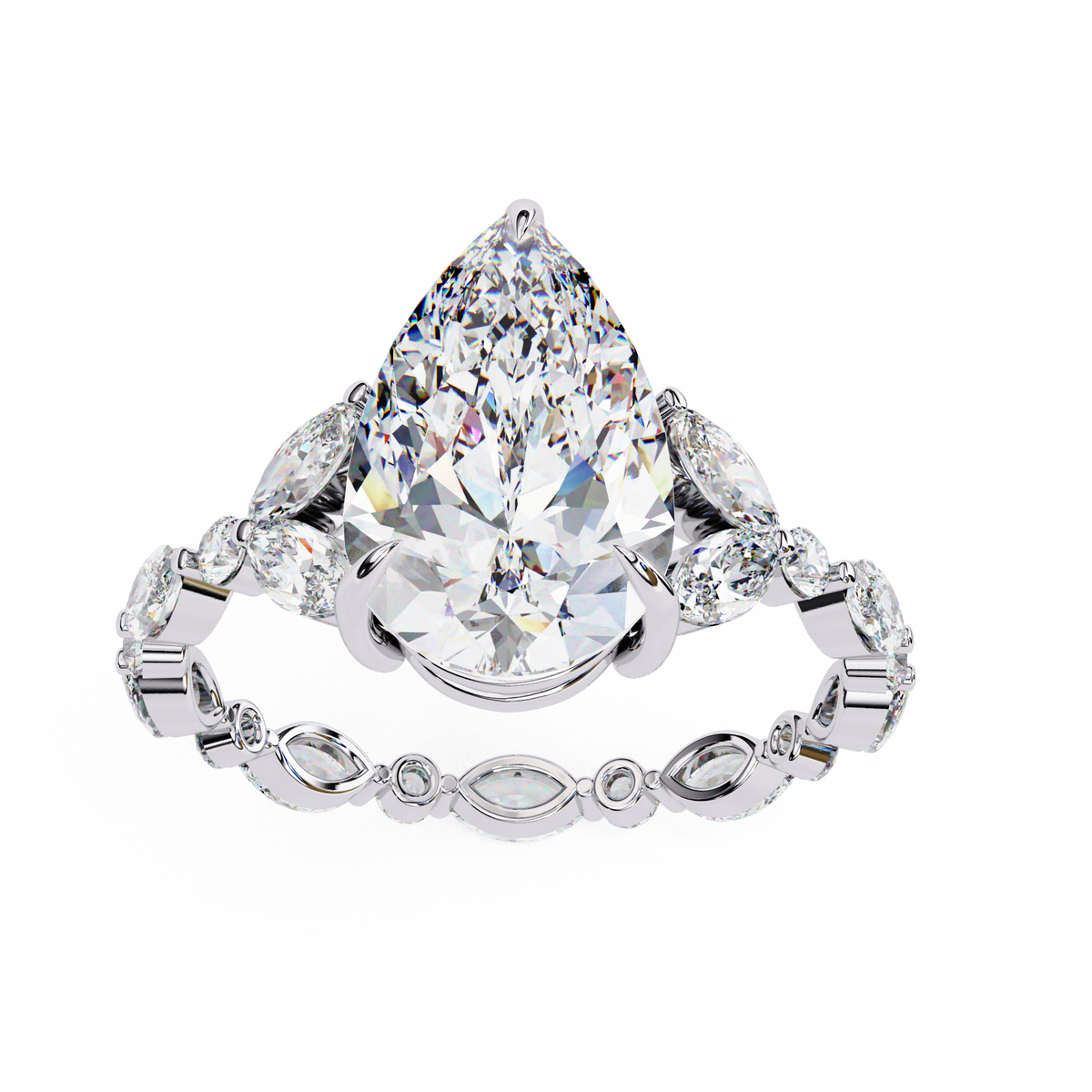 Reverra 14K Designer Diamond Engagement Ring Eternity Style, CTTW-3.91