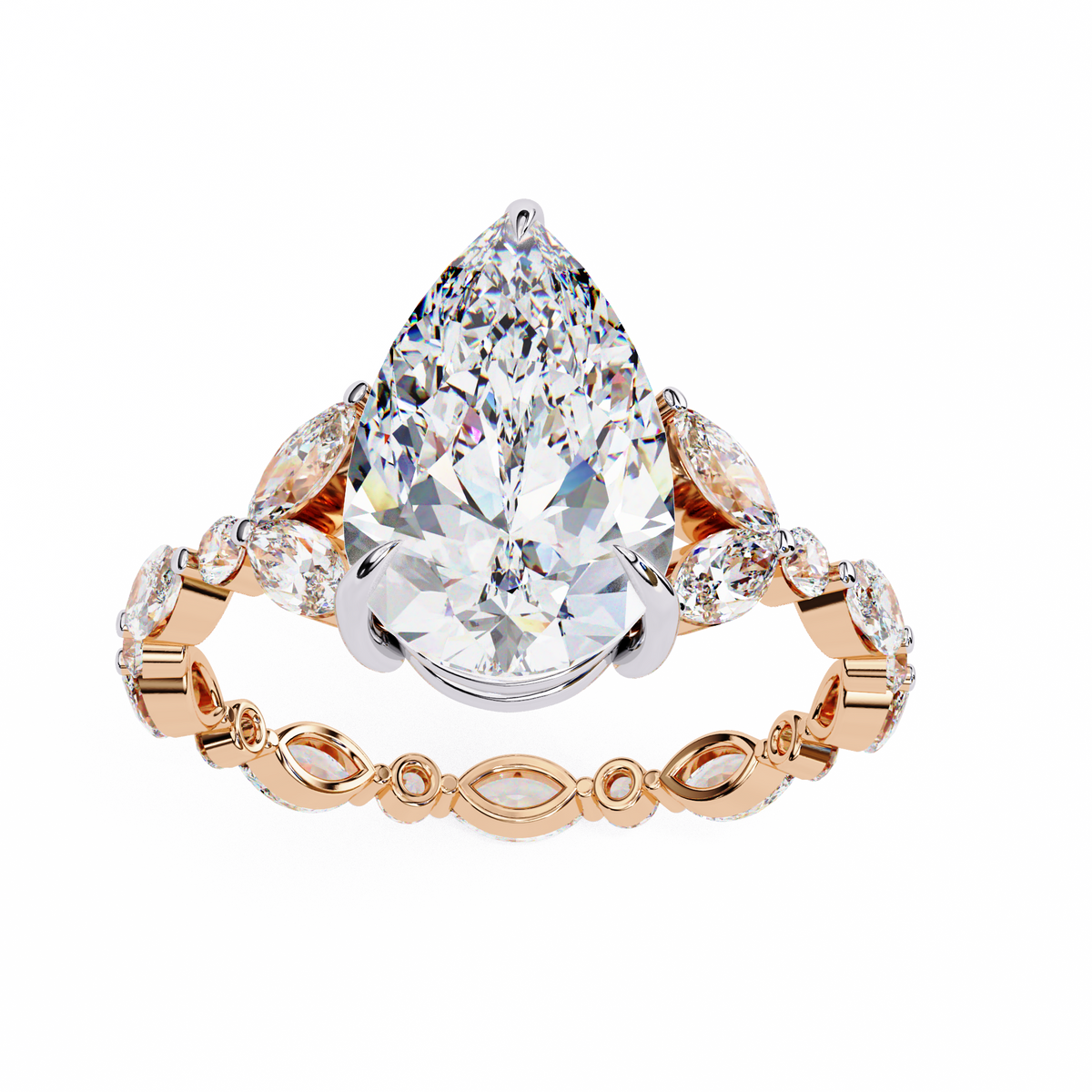 Reverra 14K Designer Diamond Engagement Ring Eternity Style, CTTW-3.91