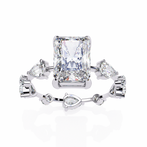Reverra 14K Gold Radiant, Pear & Round Lab Grown Diamond Eternity Style Striking Engagement Ring for Women, CTTW-3.72