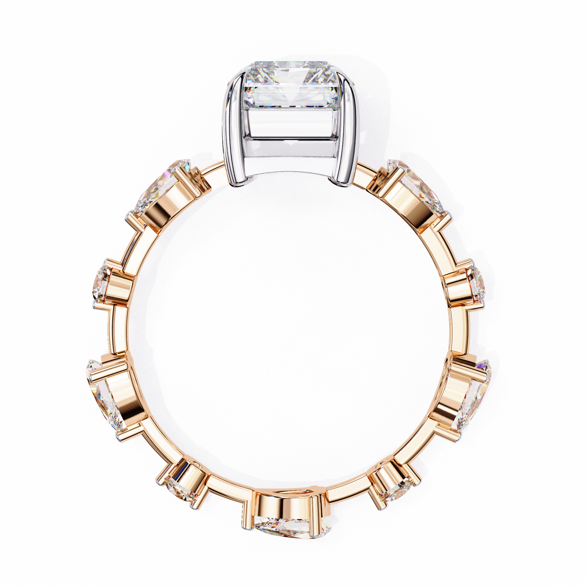 Reverra 14K Designer Diamond Engagement Ring Eternity Style, CTTW-3.72