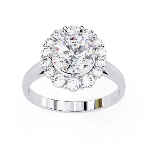 Reverra 14K Gold Round Lab Grown Diamond Halo Design Engagement Ring for Women, CTTW-2.54