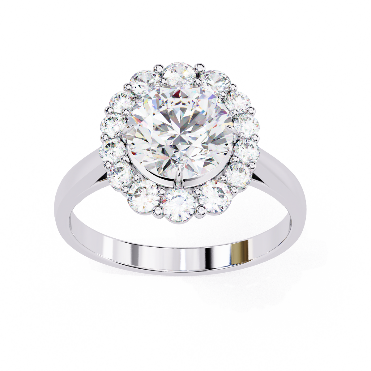 Reverra 14K Round Diamond Engagement Ring Halo Design, CTTW-2.54