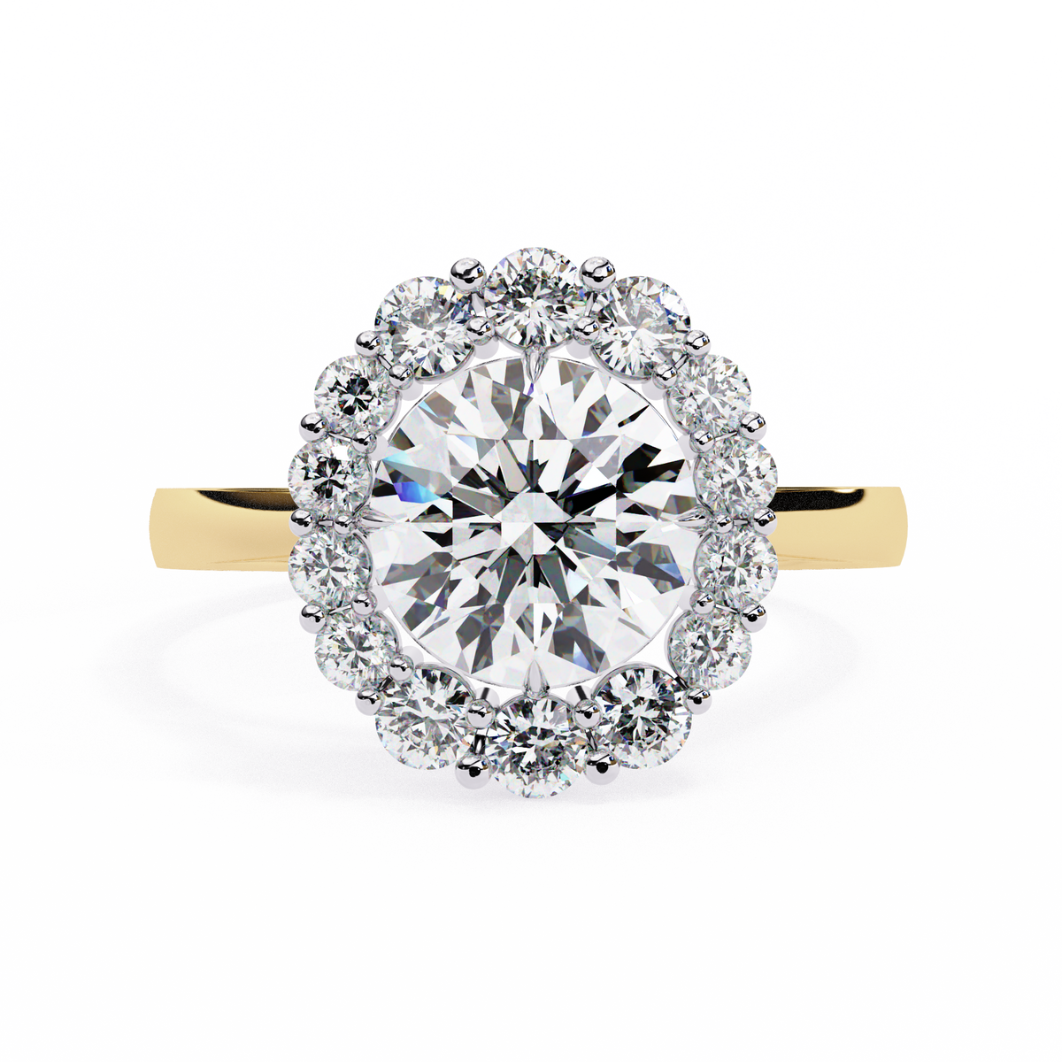 Reverra 14K Round Diamond Engagement Ring Halo Design, CTTW-2.54