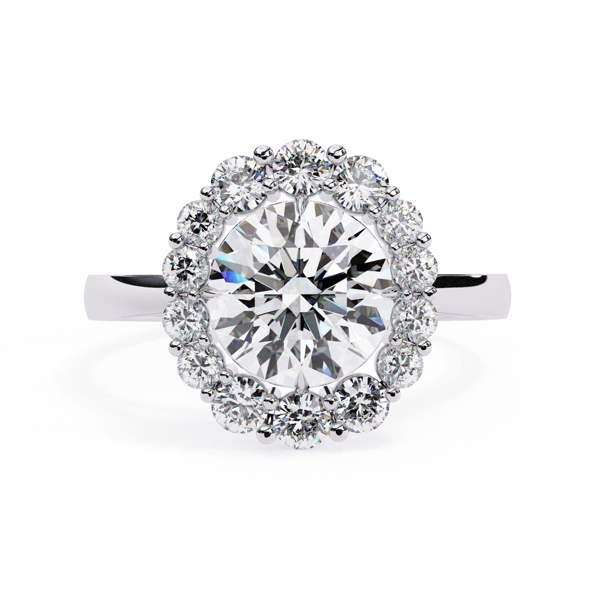 Reverra 14K Round Diamond Engagement Ring Halo Design, CTTW-2.54
