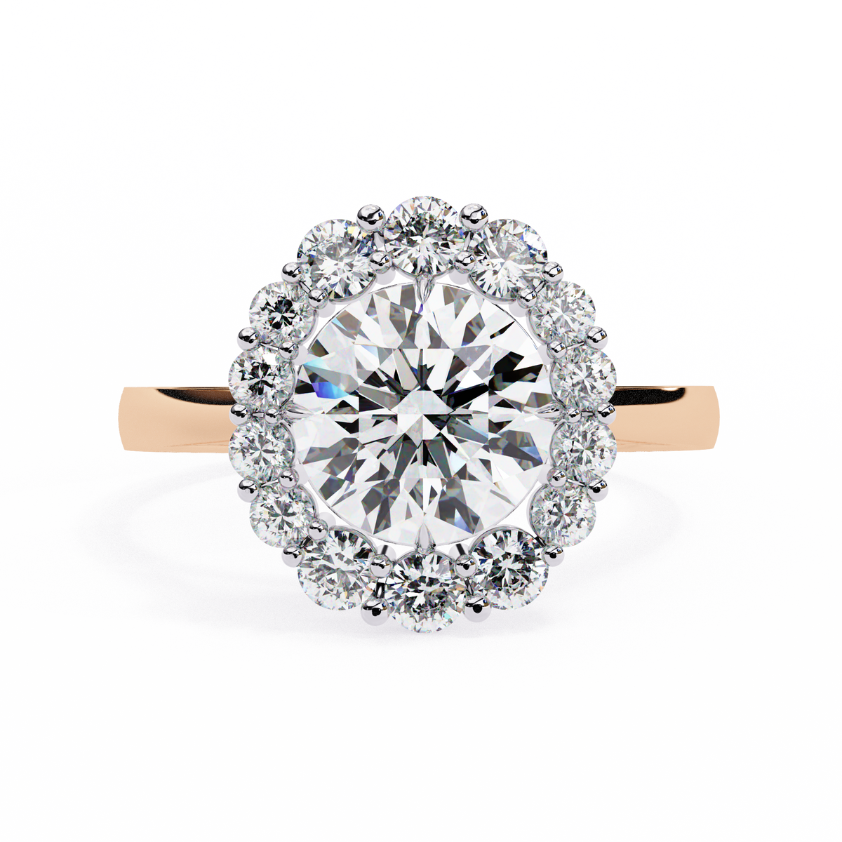 Reverra 14K Round Diamond Engagement Ring Halo Design, CTTW-2.54