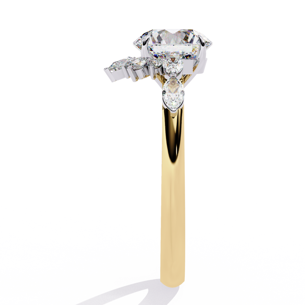 Reverra 14K Round Diamond Engagement Ring Floral Design, CTTW-3.57