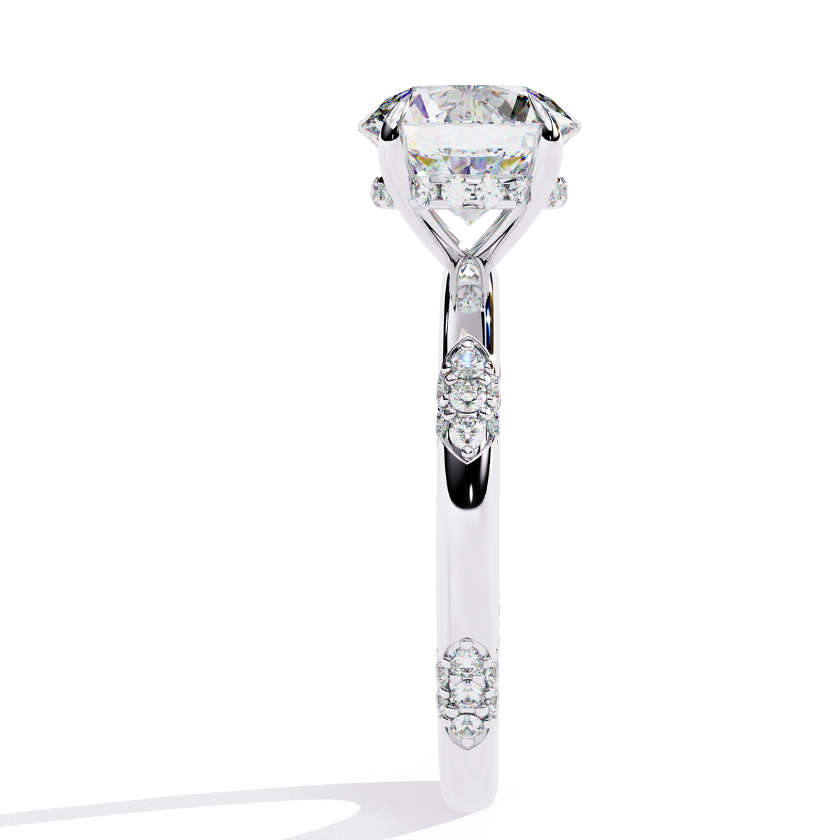 Reverra 14K Round Diamond Engagement Ring Modern Design, CTTW-2.85